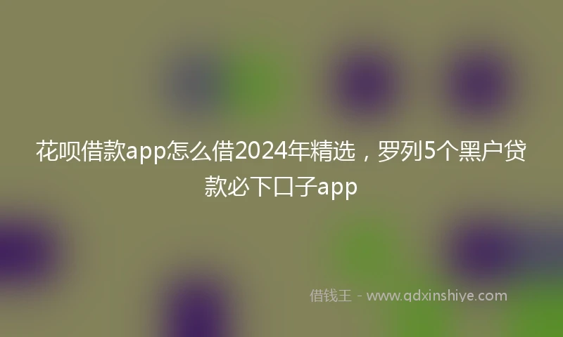 花呗借款app怎么借2024年精选，罗列5个黑户贷款必下口子app