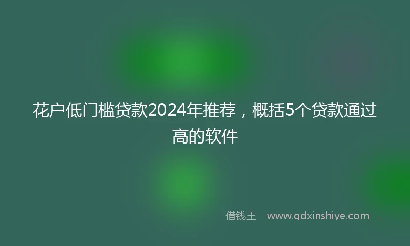 花户低门槛贷款2024年推荐，概括5个贷款通过高的软件