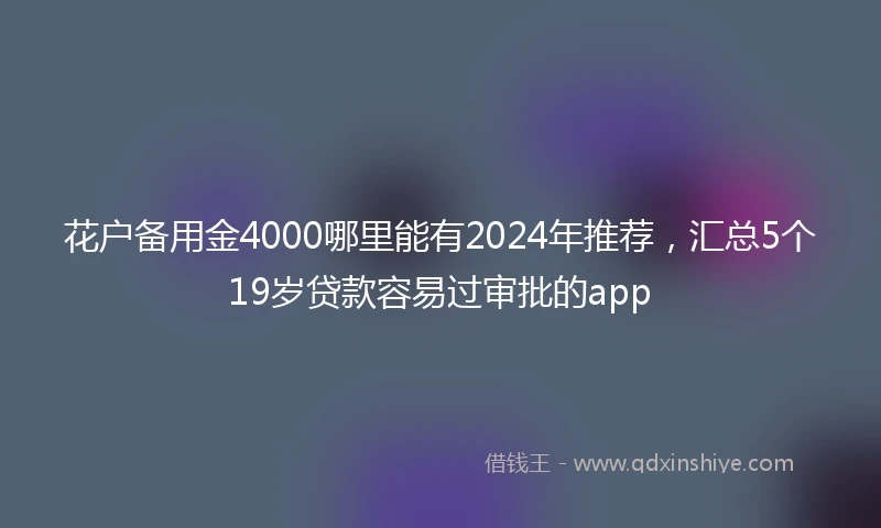 花户备用金4000哪里能有2024年推荐，汇总5个19岁贷款容易过审批的app