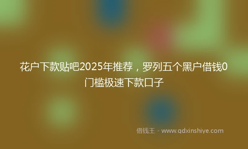 花户下款贴吧2025年推荐，罗列五个黑户借钱0门槛极速下款口子