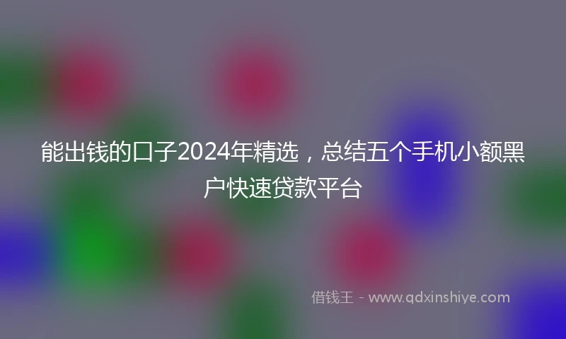 能出钱的口子2024年精选，总结五个手机小额黑户快速贷款平台