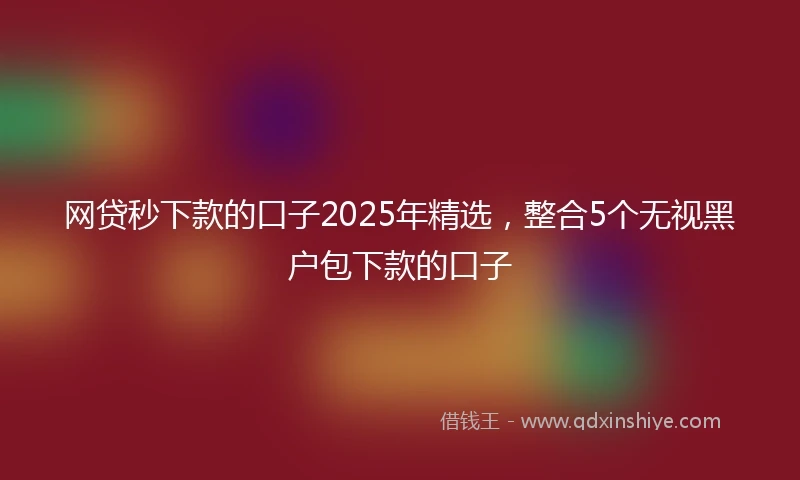 网贷秒下款的口子2025年精选，整合5个无视黑户包下款的口子