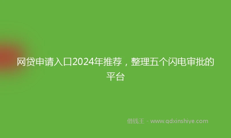 网贷申请入口2024年推荐，整理五个闪电审批的平台