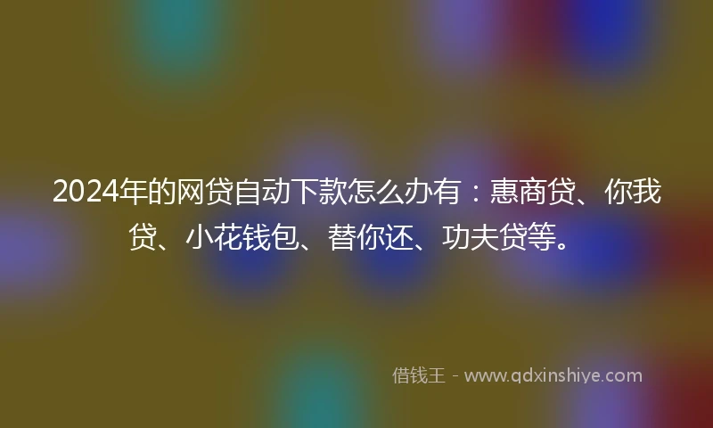 2024年的网贷自动下款怎么办有：惠商贷、你我贷、小花钱包、替你还、功夫贷等。