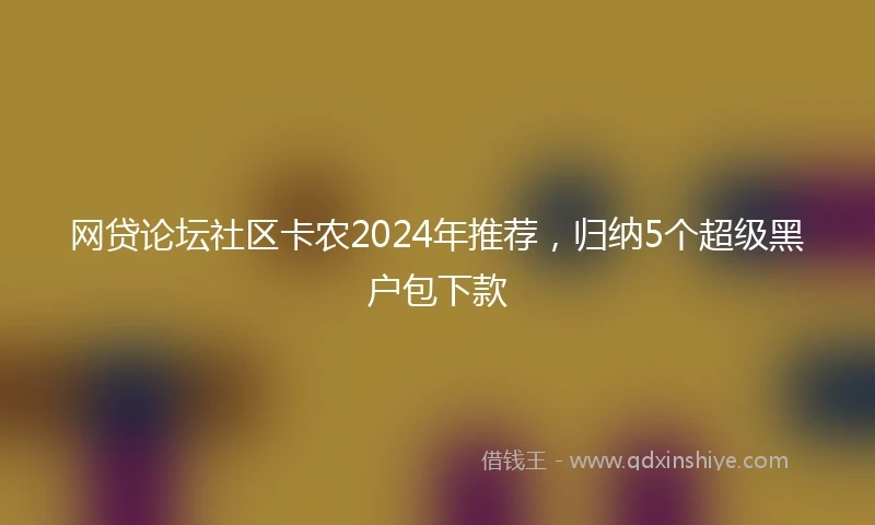 网贷论坛社区卡农2024年推荐，归纳5个超级黑户包下款