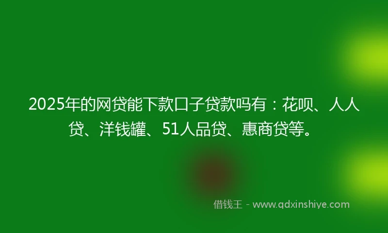 2025年的网贷能下款口子贷款吗有：花呗、人人贷、洋钱罐、51人品贷、惠商贷等。