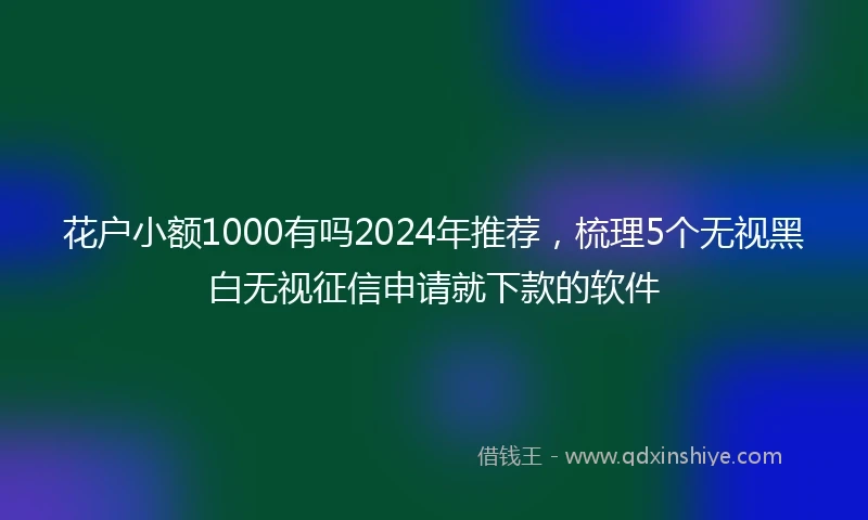 花户小额1000有吗2024年推荐，梳理5个无视黑白无视征信申请就下款的软件