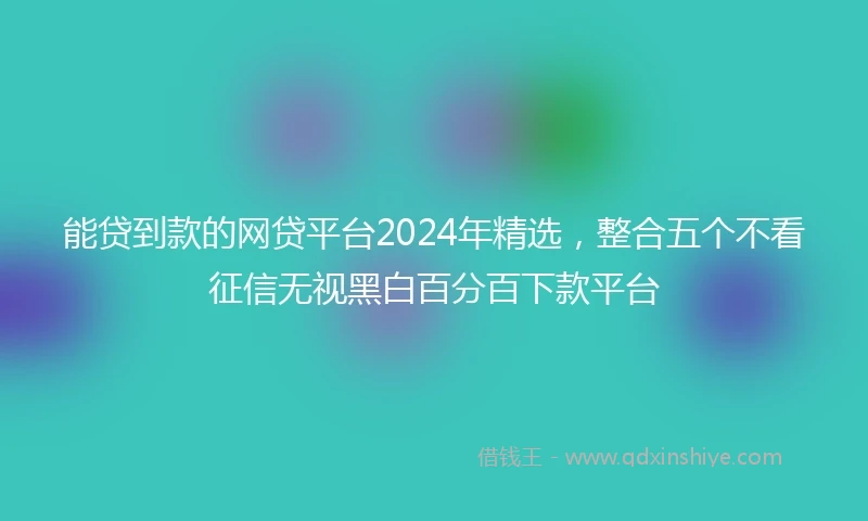 能贷到款的网贷平台2024年精选，整合五个不看征信无视黑白百分百下款平台