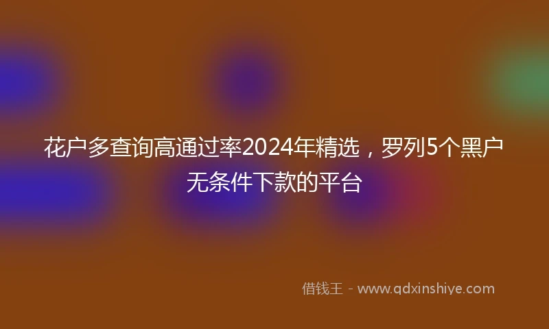 花户多查询高通过率2024年精选，罗列5个黑户无条件下款的平台