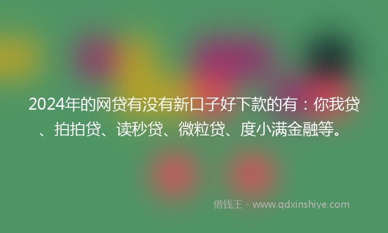 2024年的网贷有没有新口子好下款的有：你我贷、拍拍贷、读秒贷、微粒贷、度小满金融等。