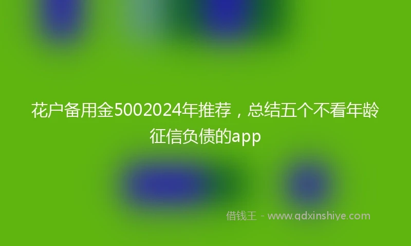 花户备用金5002024年推荐，总结五个不看年龄征信负债的app