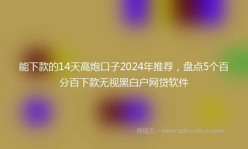 能下款的14天高炮口子2024年推荐，盘点5个百分百下款无视黑白户网贷软件
