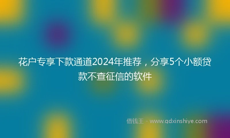 花户专享下款通道2024年推荐，分享5个小额贷款不查征信的软件