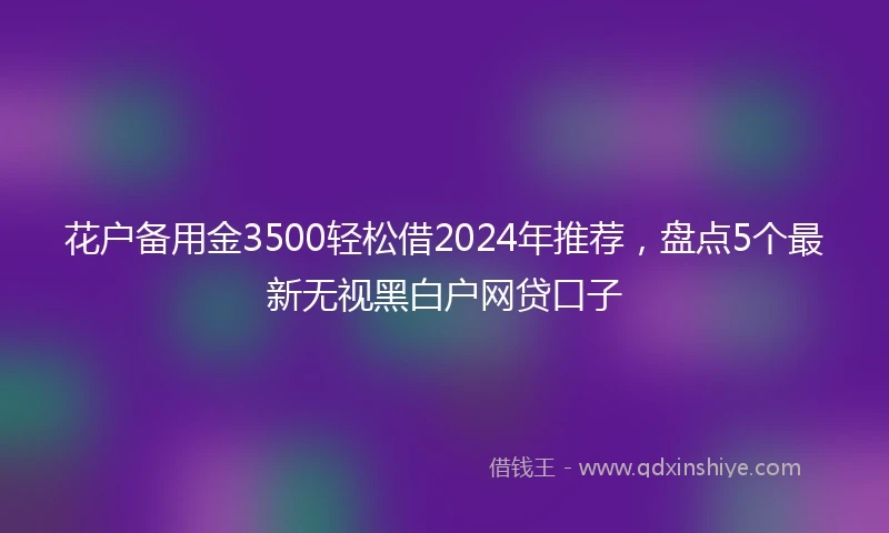 花户备用金3500轻松借2024年推荐,盘点5个最新无视黑白户网贷口子