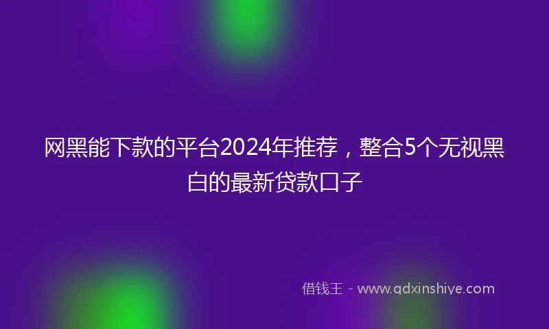 网黑能下款的平台2024年推荐，整合5个无视黑白的最新贷款口子