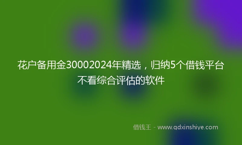 花户备用金30002024年精选，归纳5个借钱平台不看综合评估的软件