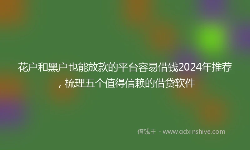 花户和黑户也能放款的平台容易借钱2024年推荐，梳理五个值得信赖的借贷软件