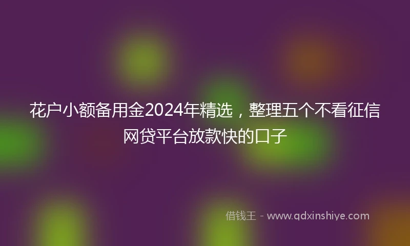花户小额备用金2024年精选，整理五个不看征信网贷平台放款快的口子