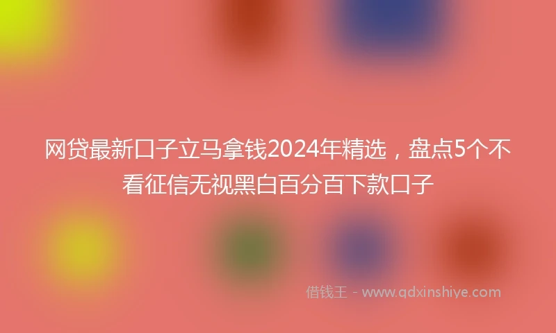 网贷最新口子立马拿钱2024年精选，盘点5个不看征信无视黑白百分百下款口子