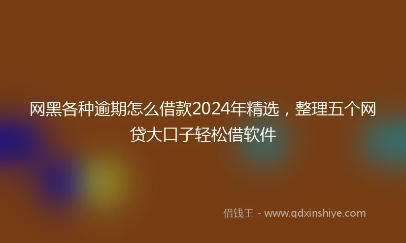 网黑各种逾期怎么借款2024年精选，整理五个网贷大口子轻松借软件