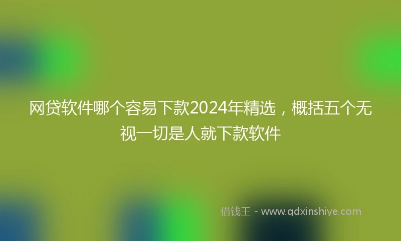 网贷软件哪个容易下款2024年精选，概括五个无视一切是人就下款软件