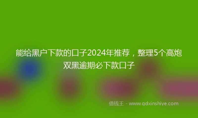 能给黑户下款的口子2024年推荐，整理5个高炮双黑逾期必下款口子