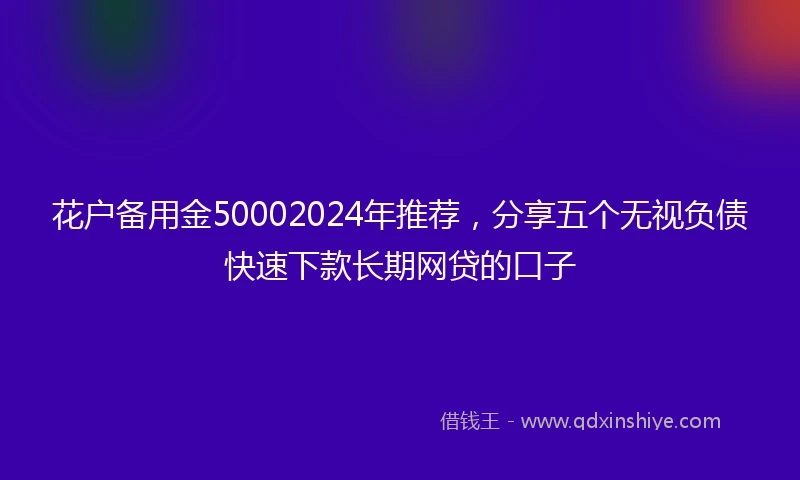 花户备用金50002024年推荐,分享五个无视负债快速下款长期网贷的口子