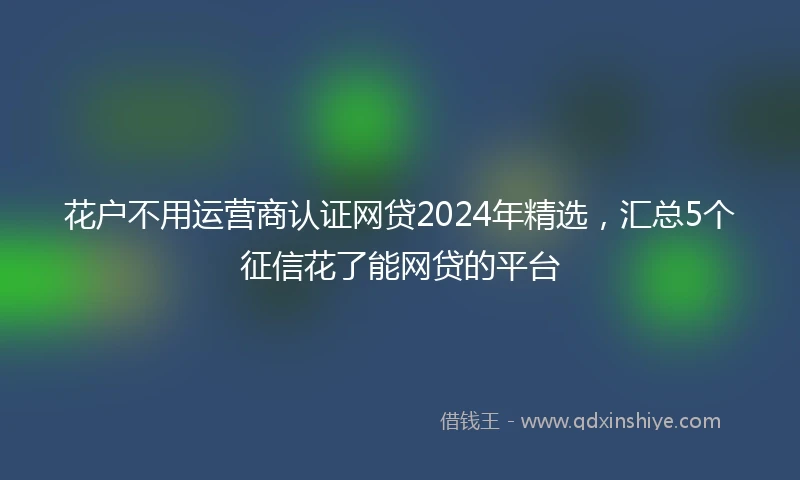 花户不用运营商认证网贷2024年精选，汇总5个征信花了能网贷的平台