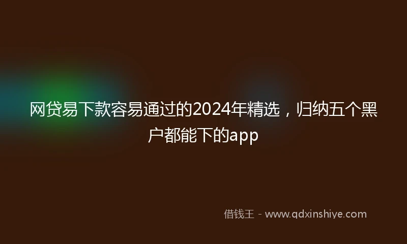 网贷易下款容易通过的2024年精选，归纳五个黑户都能下的app