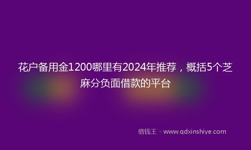 花户备用金1200哪里有2024年推荐，概括5个芝麻分负面借款的平台