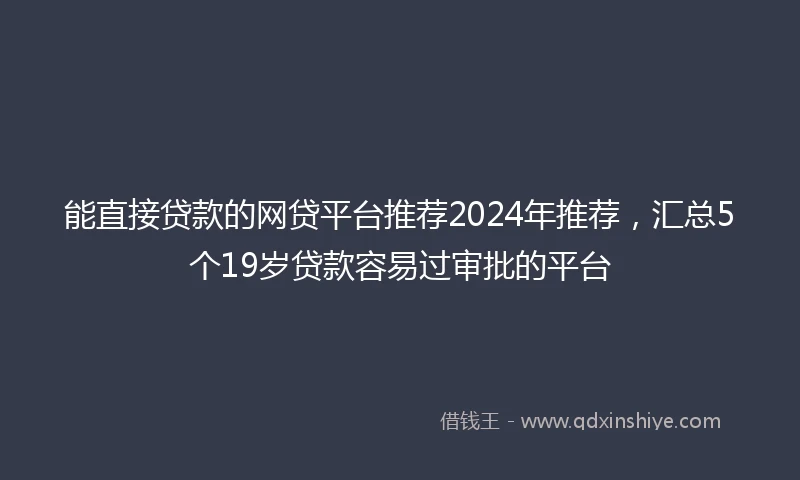 能直接贷款的网贷平台推荐2024年推荐，汇总5个19岁贷款容易过审批的平台