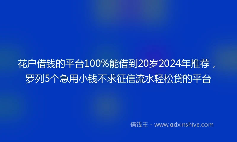 花户借钱的平台100%能借到20岁2024年推荐，罗列5个急用小钱不求征信流水轻松贷的平台