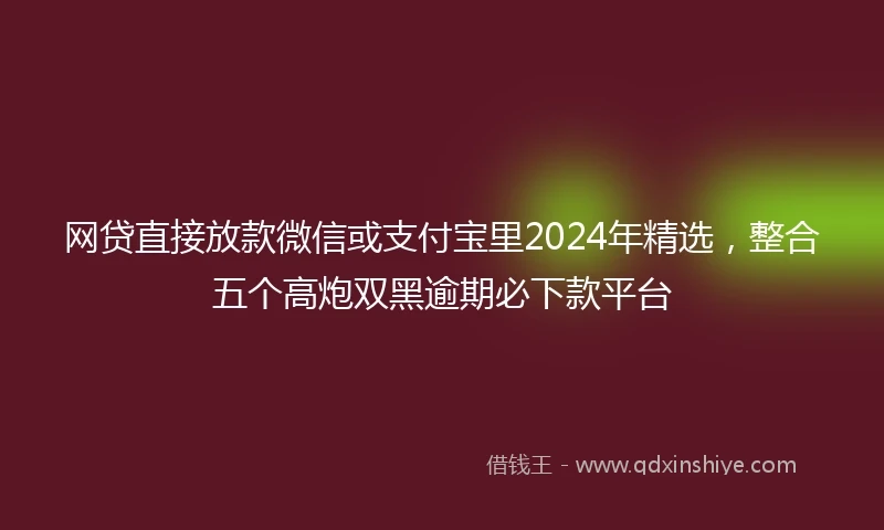 网贷直接放款微信或支付宝里2024年精选,整合五个高炮双黑逾期必下款平台