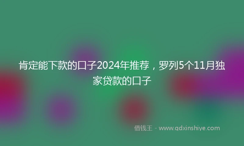 肯定能下款的口子2024年推荐，罗列5个11月独家贷款的口子
