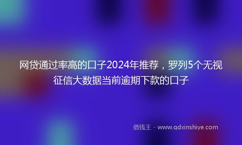 网贷通过率高的口子2024年推荐，罗列5个无视征信大数据当前逾期下款的口子