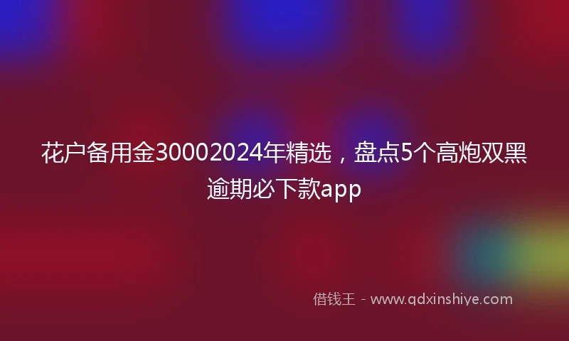 花户备用金30002024年精选，盘点5个高炮双黑逾期必下款app