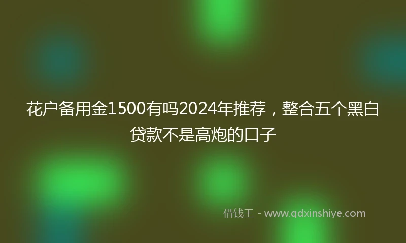 花户备用金1500有吗2024年推荐，整合五个黑白贷款不是高炮的口子