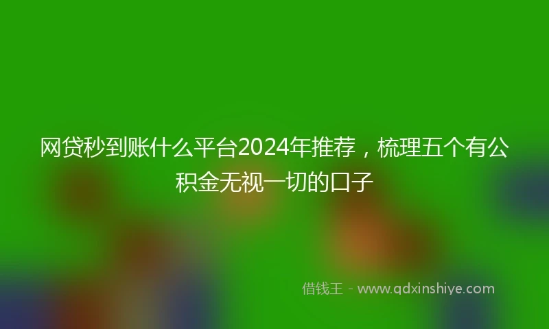 网贷秒到账什么平台2024年推荐，梳理五个有公积金无视一切的口子
