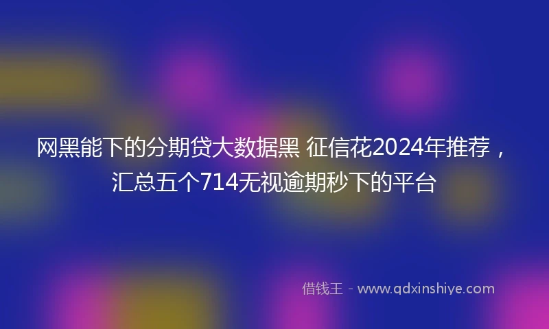 网黑能下的分期贷大数据黑 征信花2024年推荐，汇总五个714无视逾期秒下的平台