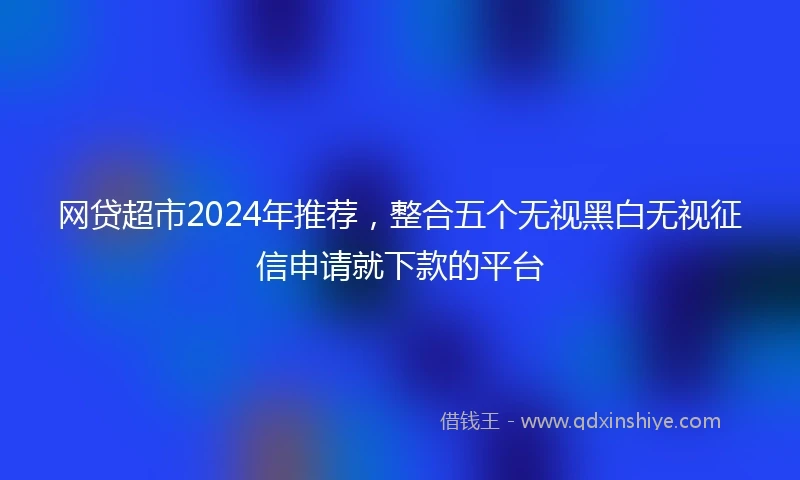 网贷超市2024年推荐，整合五个无视黑白无视征信申请就下款的平台
