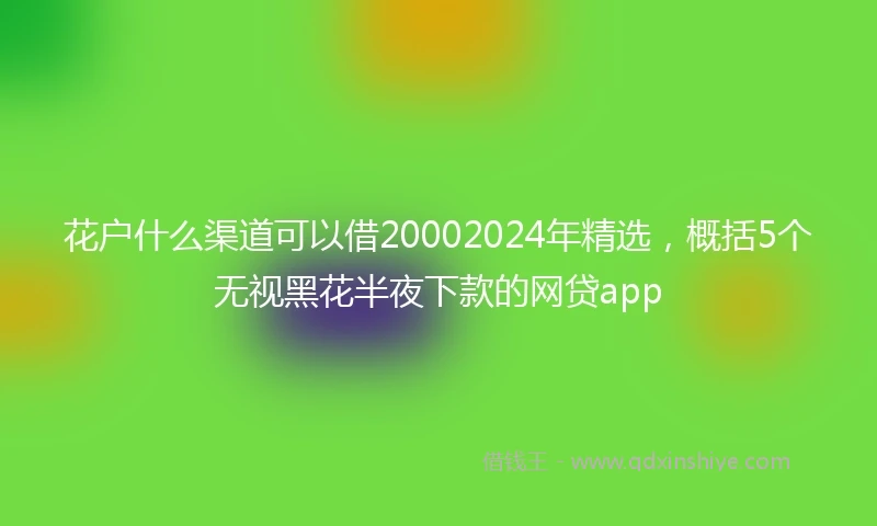 花户什么渠道可以借20002024年精选，概括5个无视黑花半夜下款的网贷app