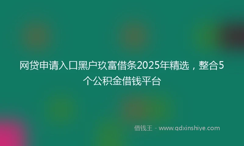 网贷申请入口黑户玖富借条2025年精选，整合5个公积金借钱平台