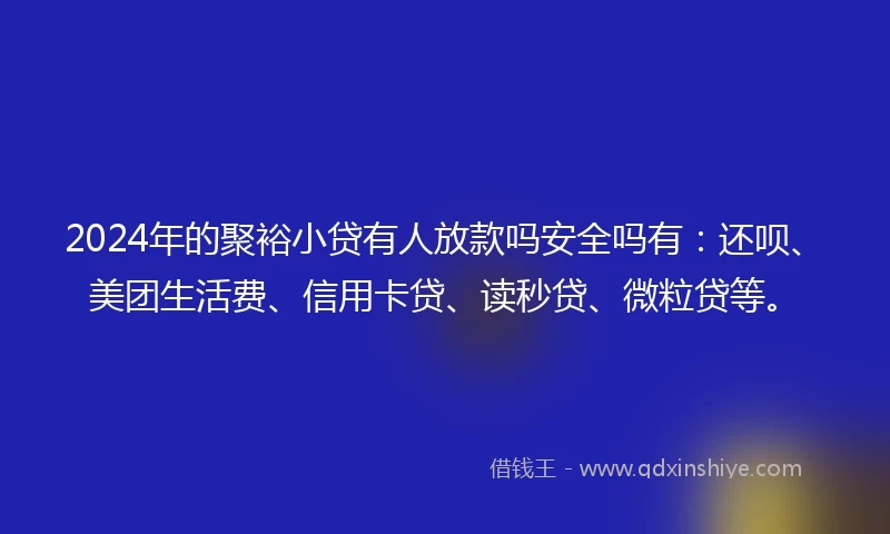 2024年的聚裕小贷有人放款吗安全吗有：还呗、美团生活费、信用卡贷、读秒贷、微粒贷等。