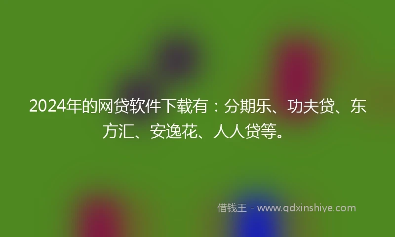 2024年的网贷软件下载有：分期乐、功夫贷、东方汇、安逸花、人人贷等。