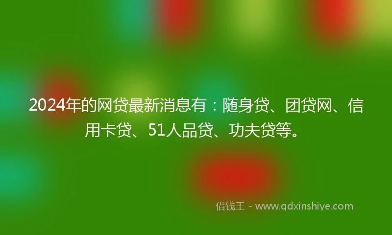 2024年的网贷最新消息有：随身贷、团贷网、信用卡贷、51人品贷、功夫贷等。
