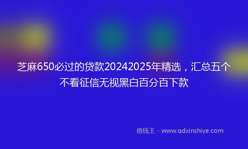 芝麻650必过的贷款20242025年精选，汇总五个不看征信无视黑白百分百下款