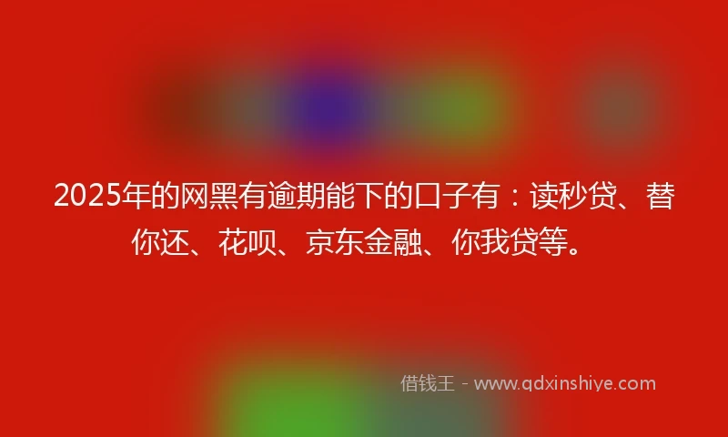 2025年的网黑有逾期能下的口子有：读秒贷、替你还、花呗、京东金融、你我贷等。