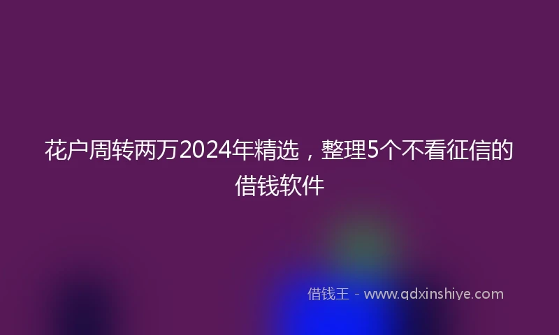花户周转两万2024年精选，整理5个不看征信的借钱软件