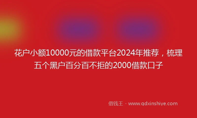 花户小额10000元的借款平台2024年推荐，梳理五个黑户百分百不拒的2000借款口子