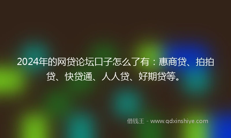 2024年的网贷论坛口子怎么了有：惠商贷、拍拍贷、快贷通、人人贷、好期贷等。